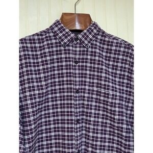 John Bartlett Consensus‎ Shirt Mens Medium Purple White Plaid Button Down Cotton